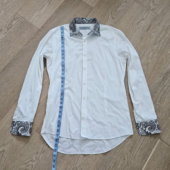 Etro SPA Contrast Paisley Collar & Cuffs Dress Shirt – Size 39 (US M), White - Picture 4 of 11